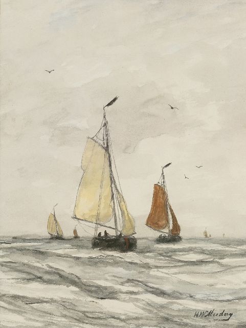 Mesdag H.W.  | Fishing boats on the open sea, watercolour on paper 41.0 x 30.5 cm, signed l.r.