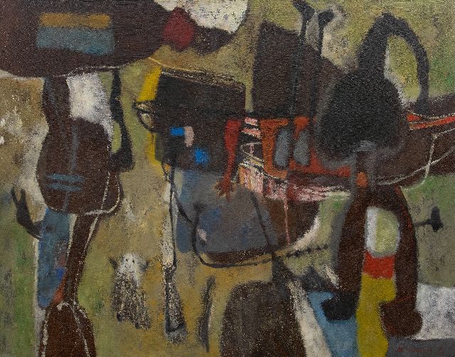 Jaap Wagemaker | Donkere figuren (Dark figures), oil on canvas, 106.4 x 130.3 cm, signed l.r. and dated '54