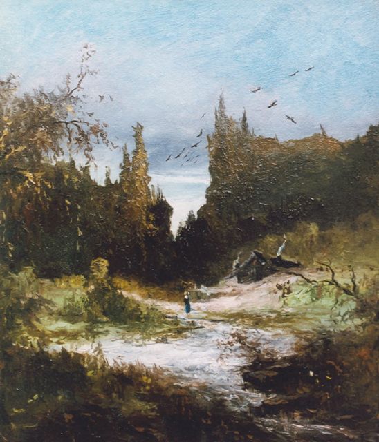 Johannes Warnardus Bilders | A hilly landscape, oil on painter's board, 31.2 x 27.0 cm