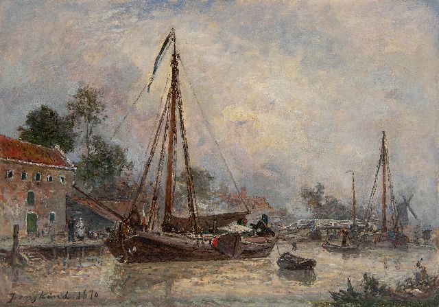 Johan Barthold Jongkind | Environs de Dordrecht, oil on canvas, 33.5 x 46.4 cm, signed l.l. and dated 1870