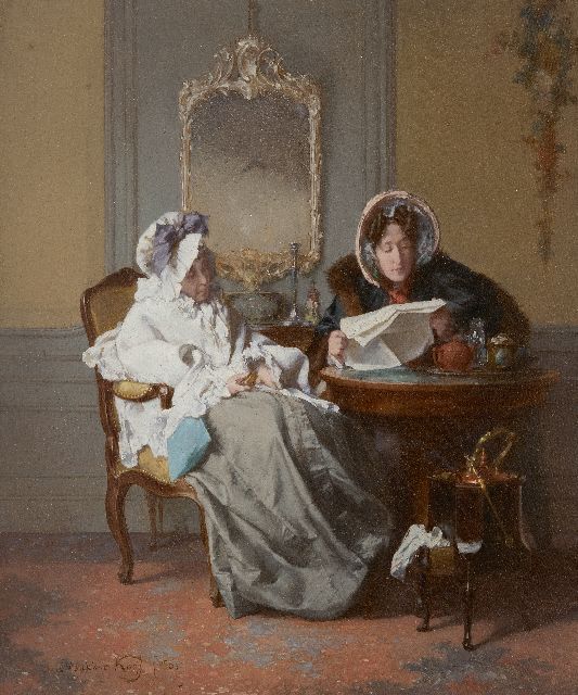 Alexander Hugo Bakker Korff | Reading the newspaper, oil on panel, 23.1 x 17.8 cm, signed l.l. and dated '65