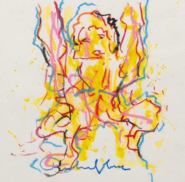 Anton Heyboer | Untitled, crayon and watercolour on paper, 42.5 x 42.5 cm, signed l.c.