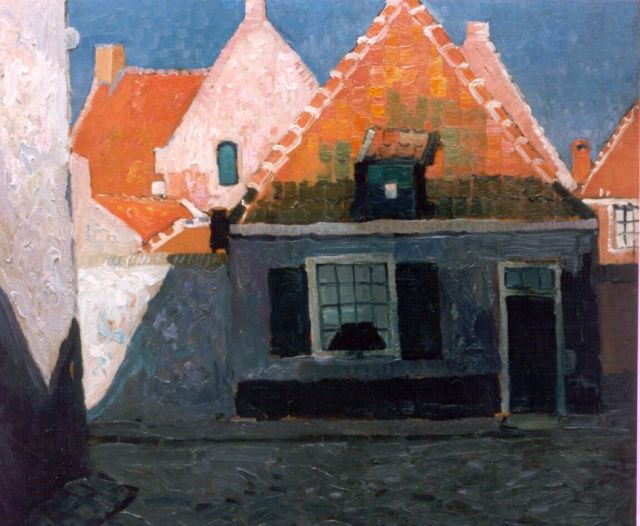 Raoul Hynckes | A sunlit street, Bruinisse, oil on canvas, 48.5 x 57.0 cm