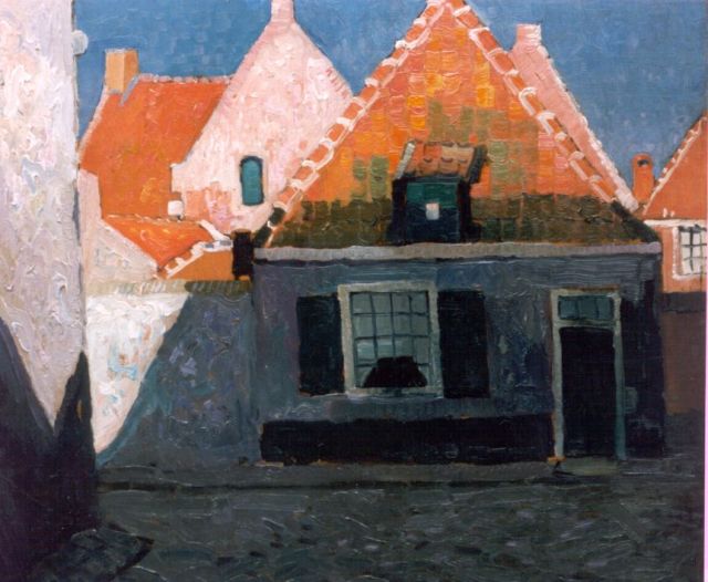 Hynckes R.  | A sunlit street, Bruinisse, oil on canvas 48.5 x 57.0 cm