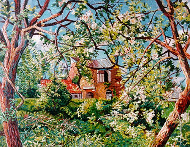 Herman Bieling | An orchard in blossom, oil on canvas, 46.3 x 60.4 cm, signed l.r. and dated '48