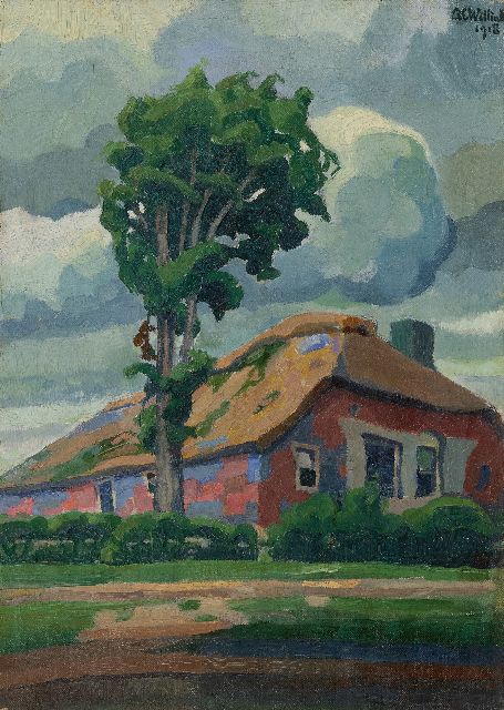 Willink A.C.  | A farm with tree, oil on canvas 48.0 x 34.3 cm, signed u.r. and painted 1918
