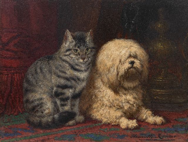 Ronner-Knip H.  | Two friends, oil on panel 24.3 x 31.9 cm, signed l.r.