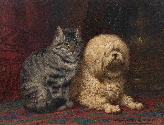 Henriette Ronner | Two friends, oil on panel, 24.3 x 31.9 cm, signed l.r.