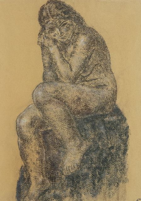 Gestel L.  | Seated naked, pastel on paper 64.0 x 45.5 cm, executed ca 1930