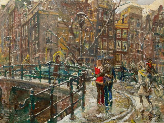 Erasmus Bernhard von Dülmen Krumpelmann | Amsterdam in winter, oil on canvas, 74.2 x 97.4 cm, signed l.r. and dated march '75