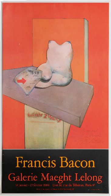 Onbekend | Exhibition poster Francis Bacon in Galerie Maeght Lelong, 1984, signed and annotated by the artist, lithograph, 79.0 x 45.0 cm, signed l.r.