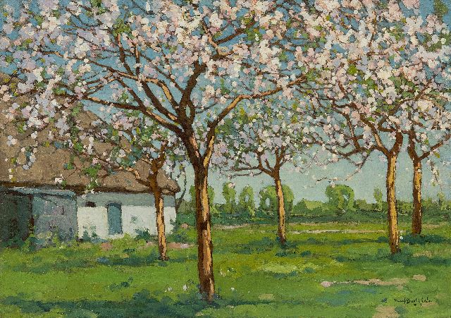 Paul Bodifée | Bauernhof mit blühenden Obstbäumen, oil on canvas, 35.6 x 49.7 cm, signed l.r.