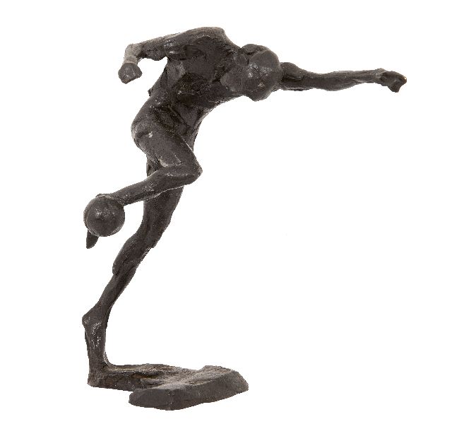 Kees Verkade | Johan Cruyff, bronze, 22.5 x 22.0 cm, signed on the base with initials and dated '78 on the base