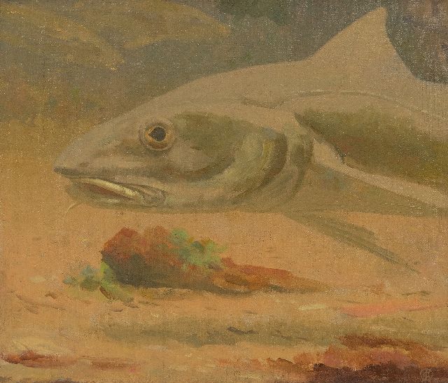 Gerrit Willem Dijsselhof | Pike, oil on canvas, 34.5 x 40.2 cm, signed l.r. with Monogram and without frame