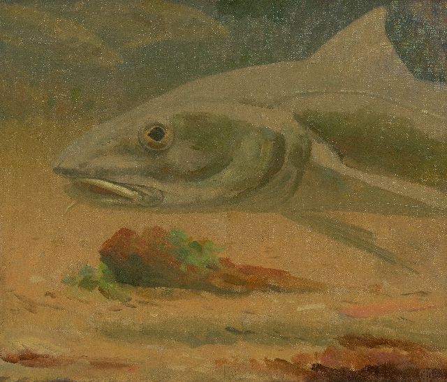 Gerrit Willem Dijsselhof | Pike, oil on canvas, 34.5 x 40.2 cm, signed l.r. with Monogram and without frame