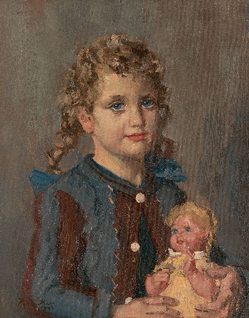 Herman Mees | Portrait of a girl with a doll, oil on canvas, 51.2 x 40.4 cm, signed l.l. and dated 1945, without frame