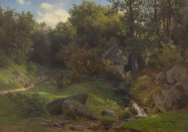 Eduard Leonhardi | Idyllic forest view, oil on canvas, 34.5 x 48.5 cm, signed l.l. and dated 1860