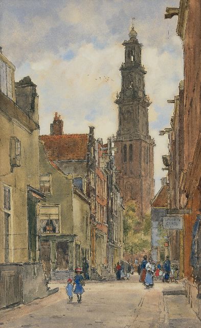 Felicien Bobeldijk | A view of the Westertoren, Amsterdam, watercolour on paper, 67.2 x 42.0 cm, signed l.r.