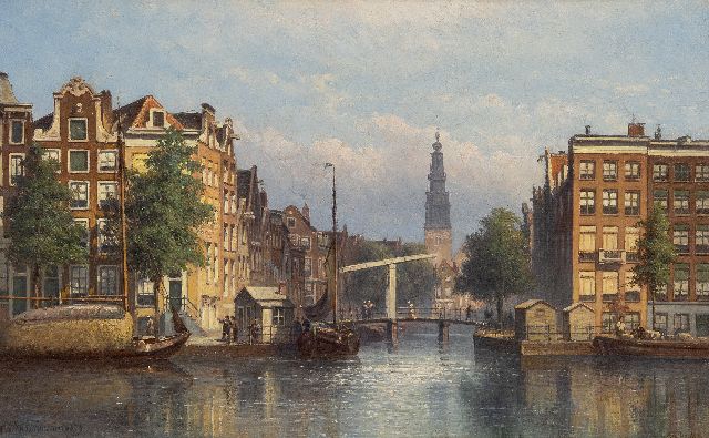 Eduard Alexander Hilverdink | A view of the Groenburgwal in Amsterdam, oil on canvas, 29.5 x 46.7 cm, signed l.l. and dated '79