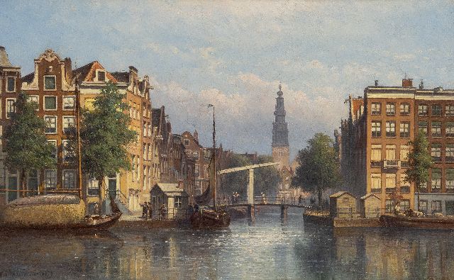 Hilverdink E.A.  | A view of the Groenburgwal in Amsterdam, oil on canvas 29.5 x 46.7 cm, signed l.l. and dated '79