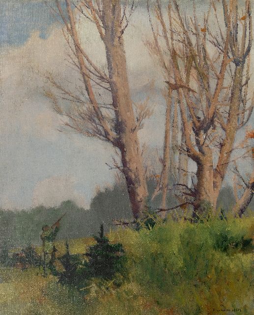 Piet van der Hem | Pheasant hunt, oil on canvas, 100.5 x 80.0 cm, signed l.r.