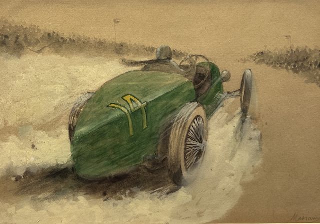 Onbekend   | Race car nr. 14  (set van 5), pencil, watercolour and gouache on paper 20.0 x 28.9 cm, signed l.r.
