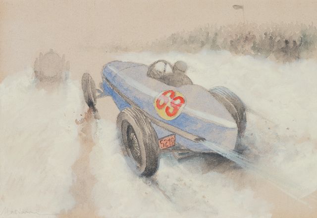 Onbekend | Race car nr. 69  (set van 5), pencil, watercolour and gouache on paper, 20.0 x 29.1 cm, signed l.l.