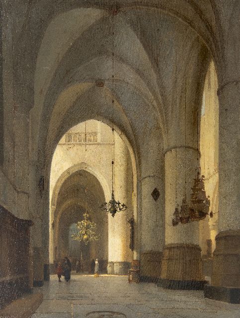 Jan Jakob Schenkel | Interior of the St. Bavo Church, Haarlem, oil on panel, 59.9 x 46.1 cm, signed l.r.
