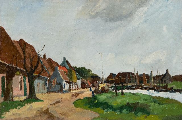 Jan van Vuuren | Cityscape with harbor, oil on canvas, 24.4 x 36.4 cm