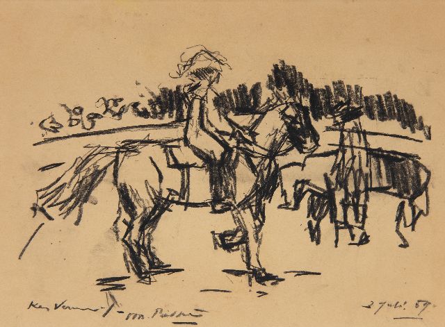 Kees Verwey | Two horsemen, charcoal on paper, 21.9 x 29.6 cm, signed l.l. and dated 3 July 59