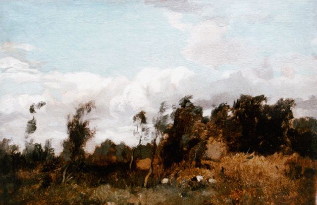 Ype Wenning | A landscape with cattle, oil on canvas, 21.1 x 30.0 cm, signed l.r. and dated '76