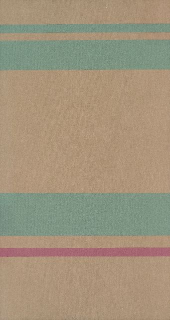 Willy Boers | Brown with 3 green and 1 purple stripe, collage on paper, 78.0 x 42.0 cm, signed l.c. and dated Aug 1977