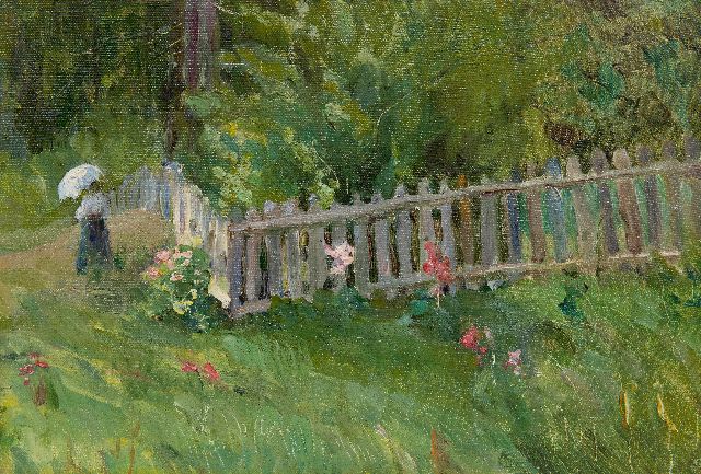 Fernand Toussaint | A walk in the garden, oil on canvas laid down on board, 29.3 x 42.3 cm