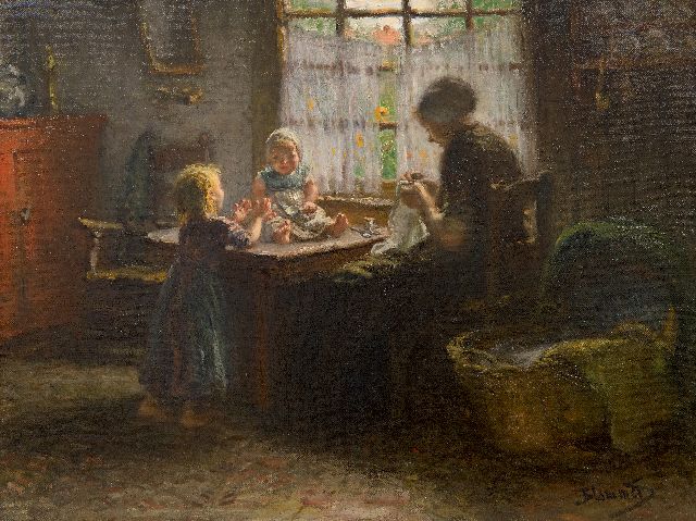 Blommers B.J.  | Together at te table, oil on canvas 55.6 x 73.7 cm, signed l.r.