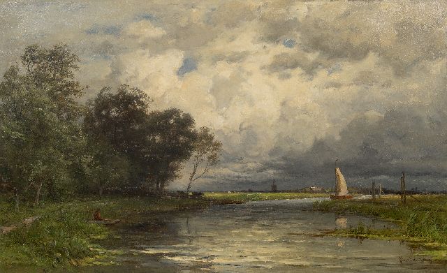 Jan Willem van Borselen | View of the lake at Nieuwkoop in stormy weather, oil on canvas, 66.1 x 106.3 cm, signed l.r.