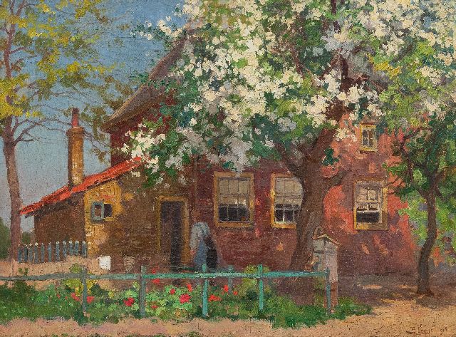 Viegers B.P.  | A farmyard in spring, oil on canvas 37.2 x 50.2 cm, signed l.r. and painted 1918, without frame