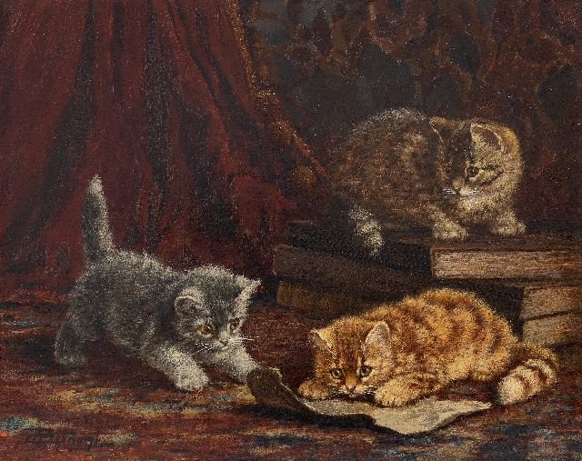 Cornelis Raaphorst | Three playing kittens, oil on canvas, 40.3 x 50.2 cm, signed l.l.