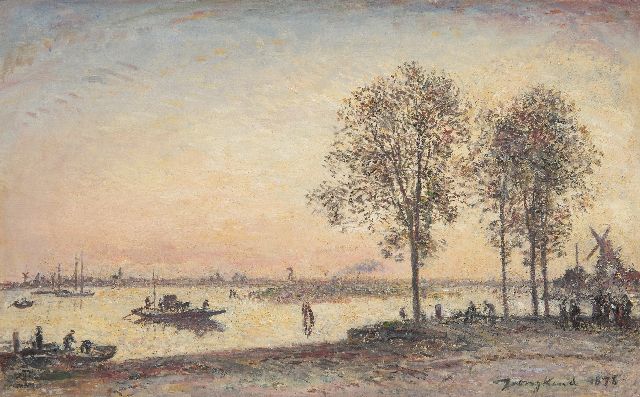 Johan Barthold Jongkind | La Meuse et le Merwede devant Dordrecht (Hollande), effet de Soir, oil on canvas, 41.0 x 66.0 cm, signed l.r. and dated 1878