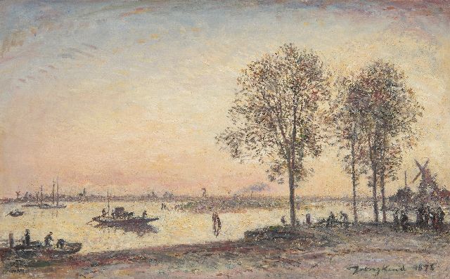 Jongkind J.B.  | La Meuse et le Merwede devant Dortrecht (Hollande), effet de Soir, oil on canvas 41.0 x 66.0 cm, signed l.r. and dated 1878