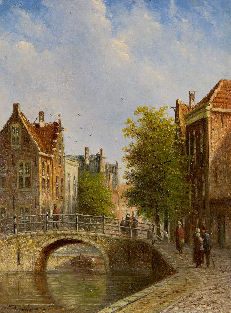 Johannes Franciscus Spohler | Old Dutch cityscape, oil on panel, 11.9 x 8.9 cm, signed l.l. and without frame