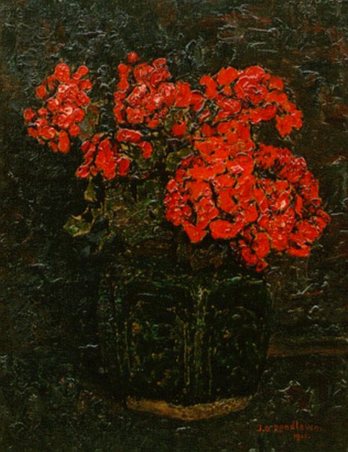 Jan Adam Zandleven | A ginger-jar with chrysanthemums, oil on canvas laid down on panel, 40.8 x 31.5 cm, signed l.r. and dated 1911