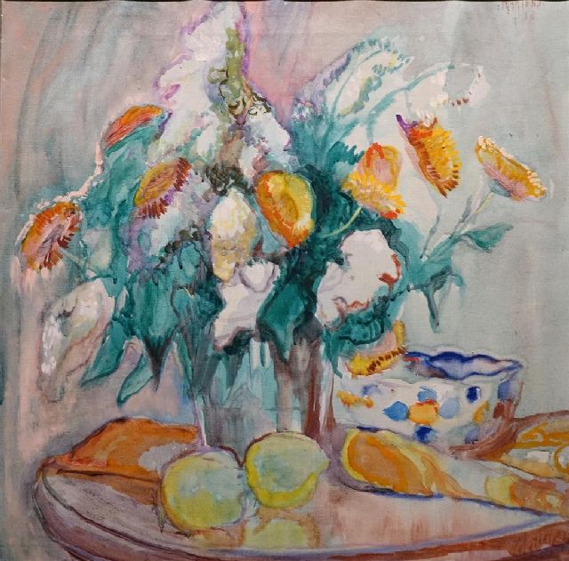 George Martens | Flower stilllife with lemons, oil on canvas, 50.5 x 50.5 cm, signed u.r.