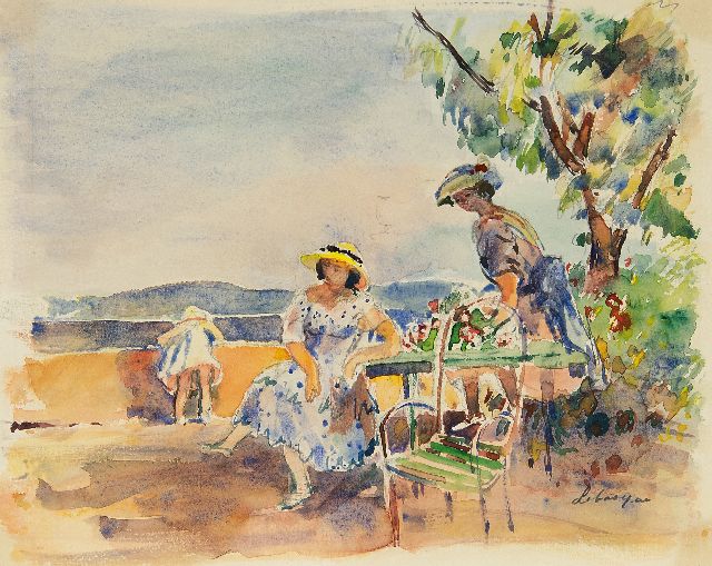Lebasque H.  | Sur la terrasse, watercolour on paper 23.0 x 28.0 cm, signed l.r.