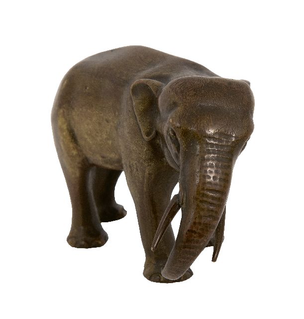 Europese School, begin 20e eeuw   | Elephant, bronze 4.6 x 8.8 cm