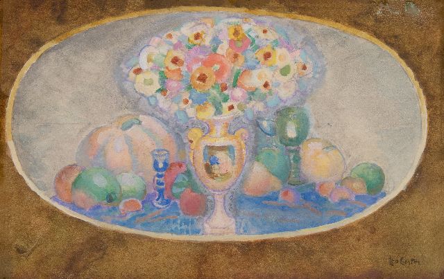 Gestel L.  | Flower medallion, watercolour on paper 15.3 x 22.9 cm, signed l.r.