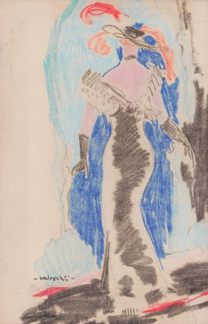 Ben Walrecht | Fashionable woman, pastel on paper, 32.9 x 21.6 cm, signed l.l.