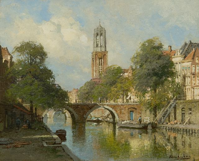 Klinkenberg J.C.K.  | A view of the Oude Gracht in Utrecht, oil on panel 22.1 x 27.0 cm, signed l.r.