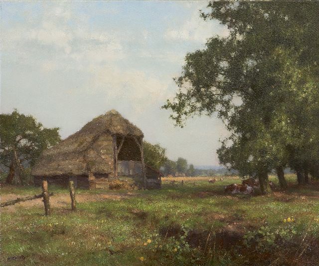 Jan Holtrup | A cow's shed in Havelte, oil on canvas, 50.2 x 60.2 cm, signed l.l.