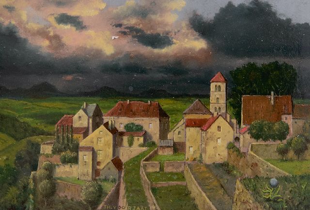 Theo Voorzaat | Village in France, oil on panel, 7.3 x 10.5 cm