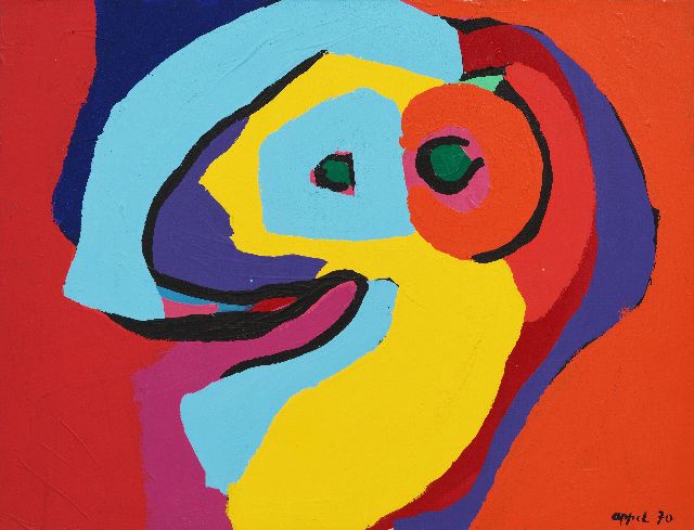 Appel C.K.  | Face, acrylic on paper on canvas 51.5 x 67.5 cm, signed l.r. and  dated 1970